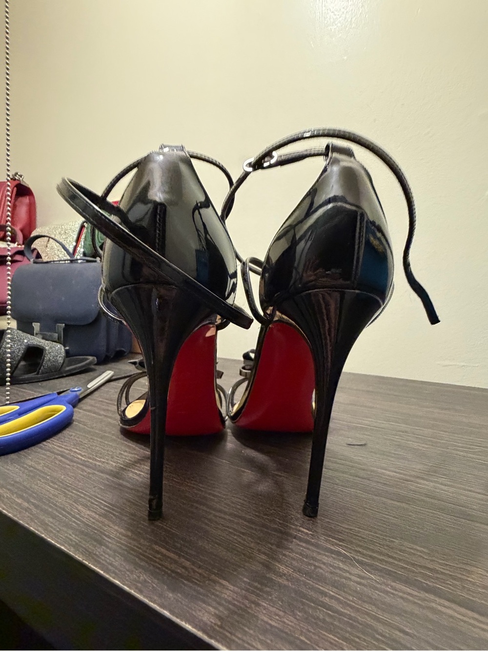 Christian Louboutin Blakissima Patent Leather Strappy ๐ & ๐ accents. - Picture 4 of 10